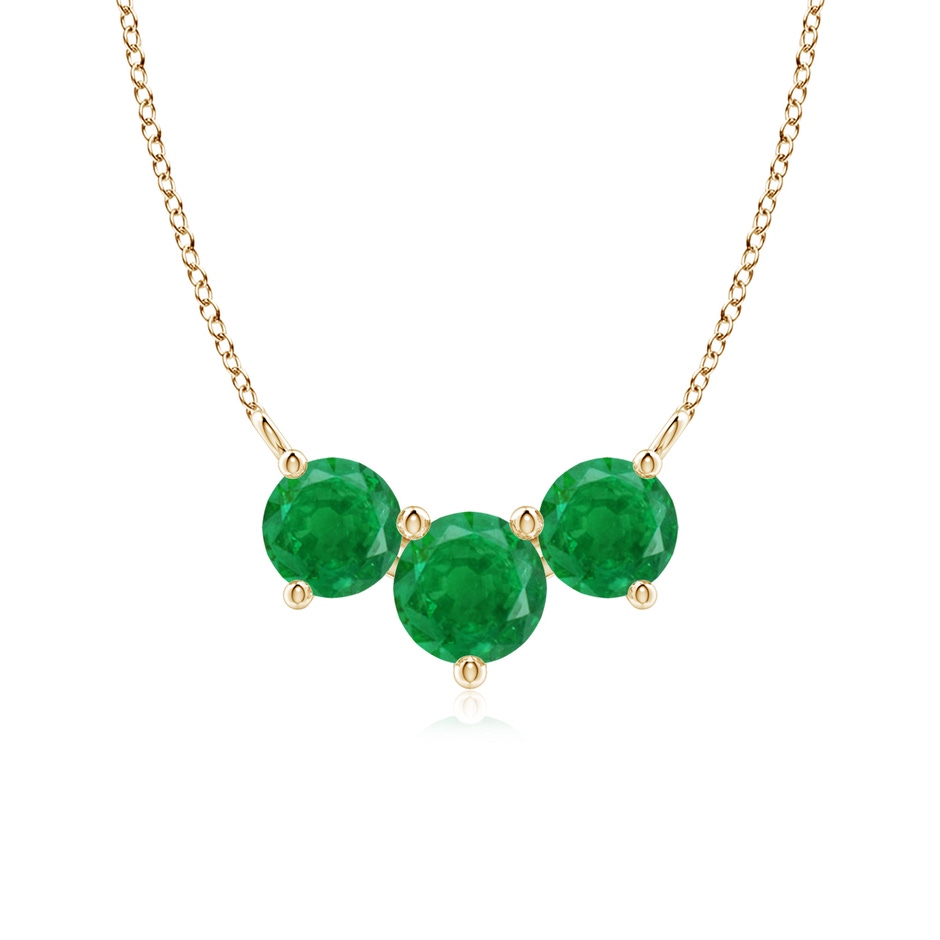 6mm AA Classic Trio Round Emerald Necklace in Yellow Gold 