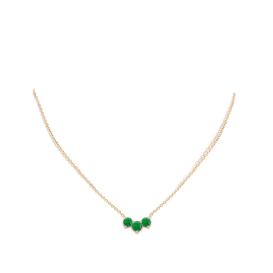 6mm AA Classic Trio Round Emerald Necklace in Yellow Gold pen