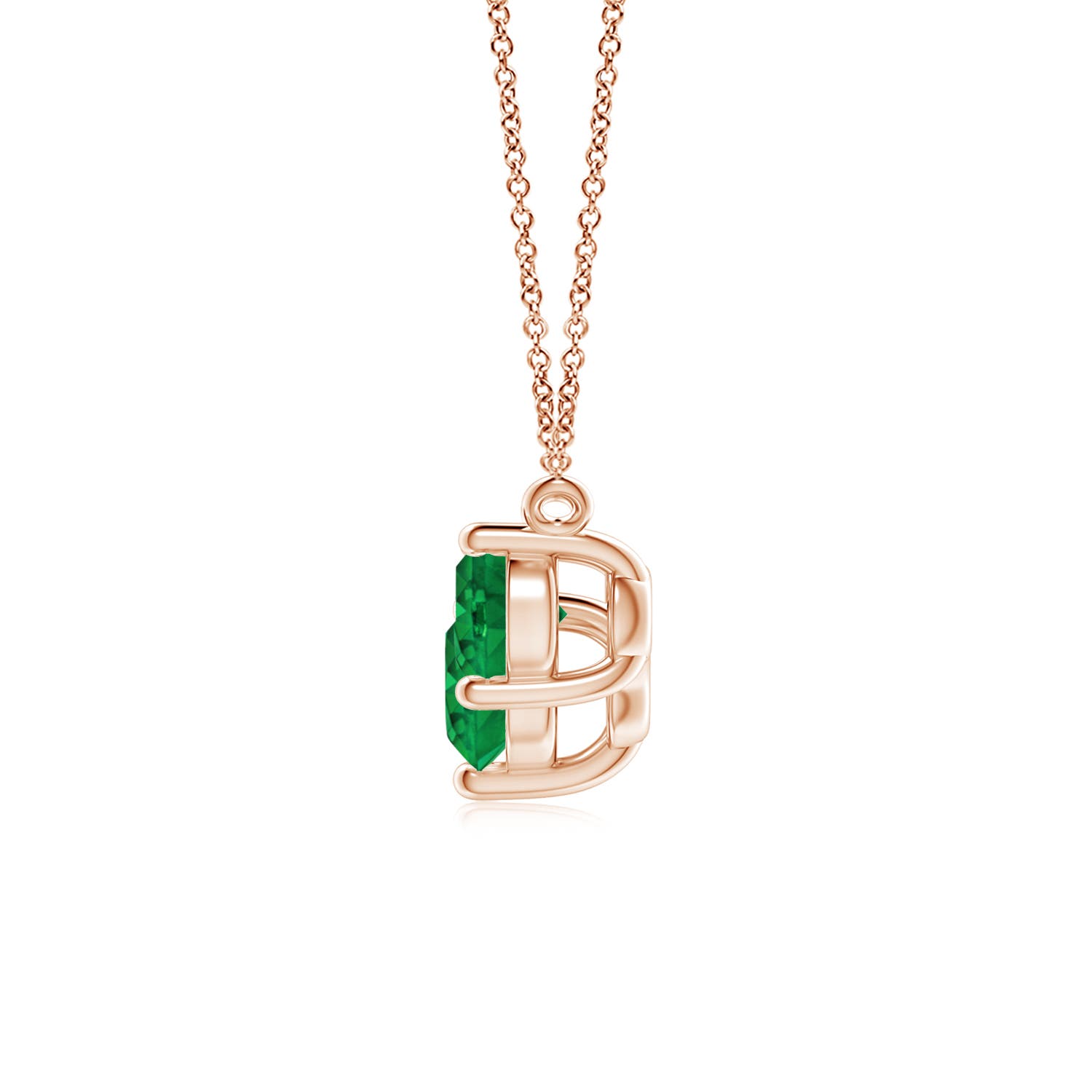 6mm AAA Classic Trio Round Emerald Necklace in 18K Rose Gold