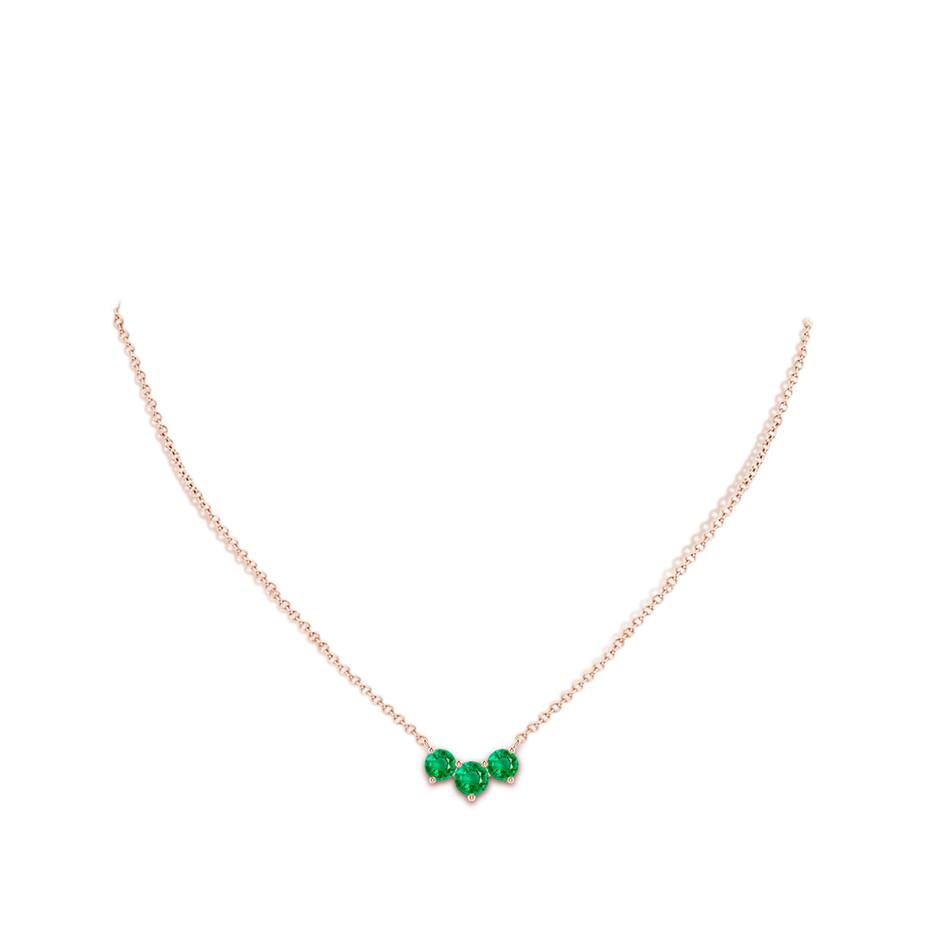 6mm AAA Classic Trio Round Emerald Necklace in Rose Gold pen