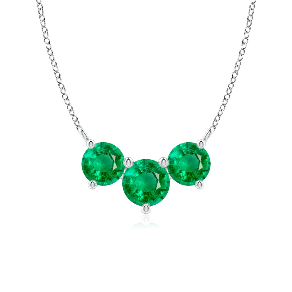 6mm AAA Classic Trio Round Emerald Necklace in White Gold 