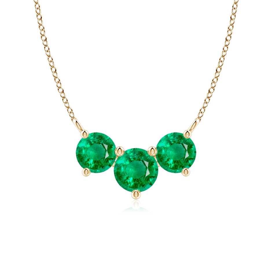6mm AAA Classic Trio Round Emerald Necklace in Yellow Gold 