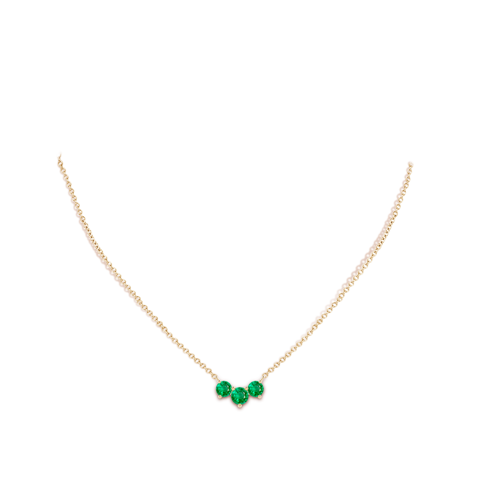 6mm AAA Classic Trio Round Emerald Necklace in Yellow Gold pen