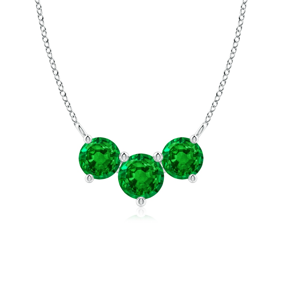 6mm AAAA Classic Trio Round Emerald Necklace in P950 Platinum 