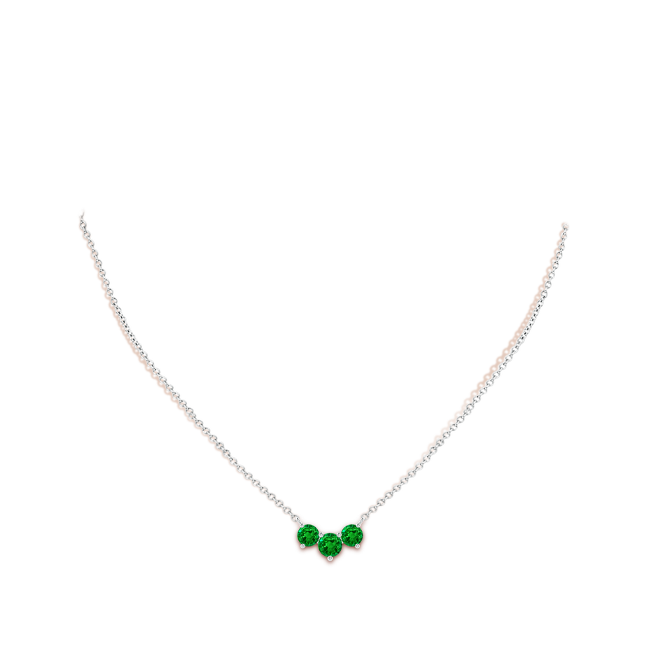 6mm AAAA Classic Trio Round Emerald Necklace in P950 Platinum pen