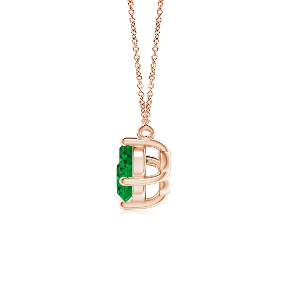 6mm AAAA Classic Trio Round Emerald Necklace in Rose Gold side 199