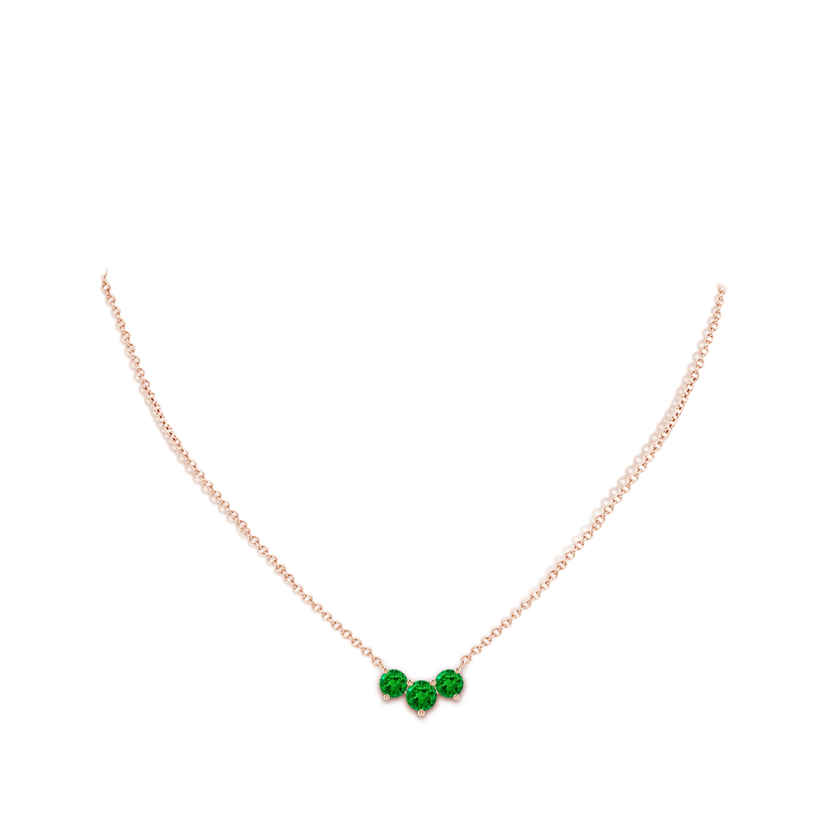 6mm AAAA Classic Trio Round Emerald Necklace in Rose Gold pen