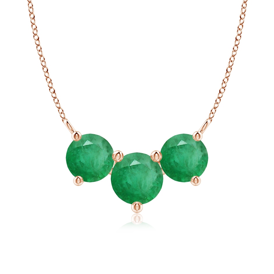 7mm A Classic Trio Round Emerald Necklace in Rose Gold 