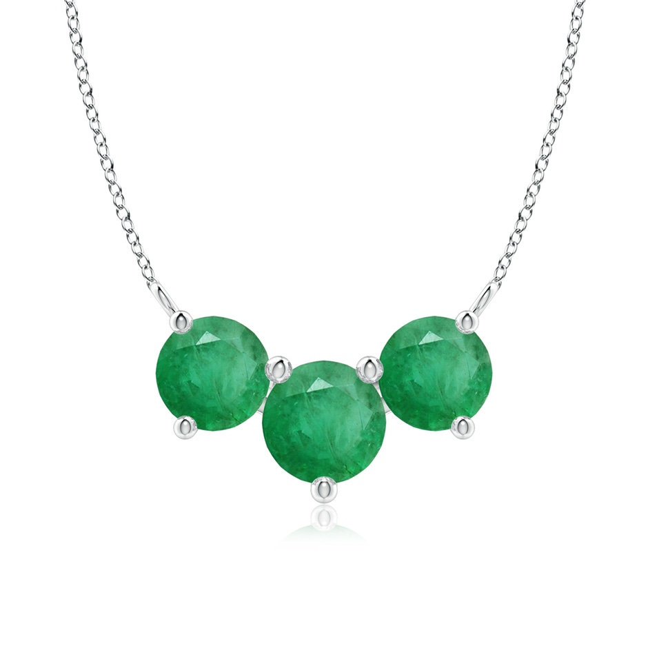 7mm A Classic Trio Round Emerald Necklace in White Gold 