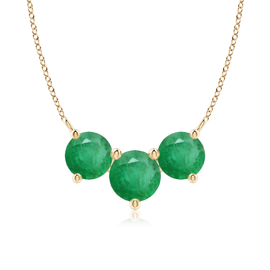 7mm A Classic Trio Round Emerald Necklace in Yellow Gold 
