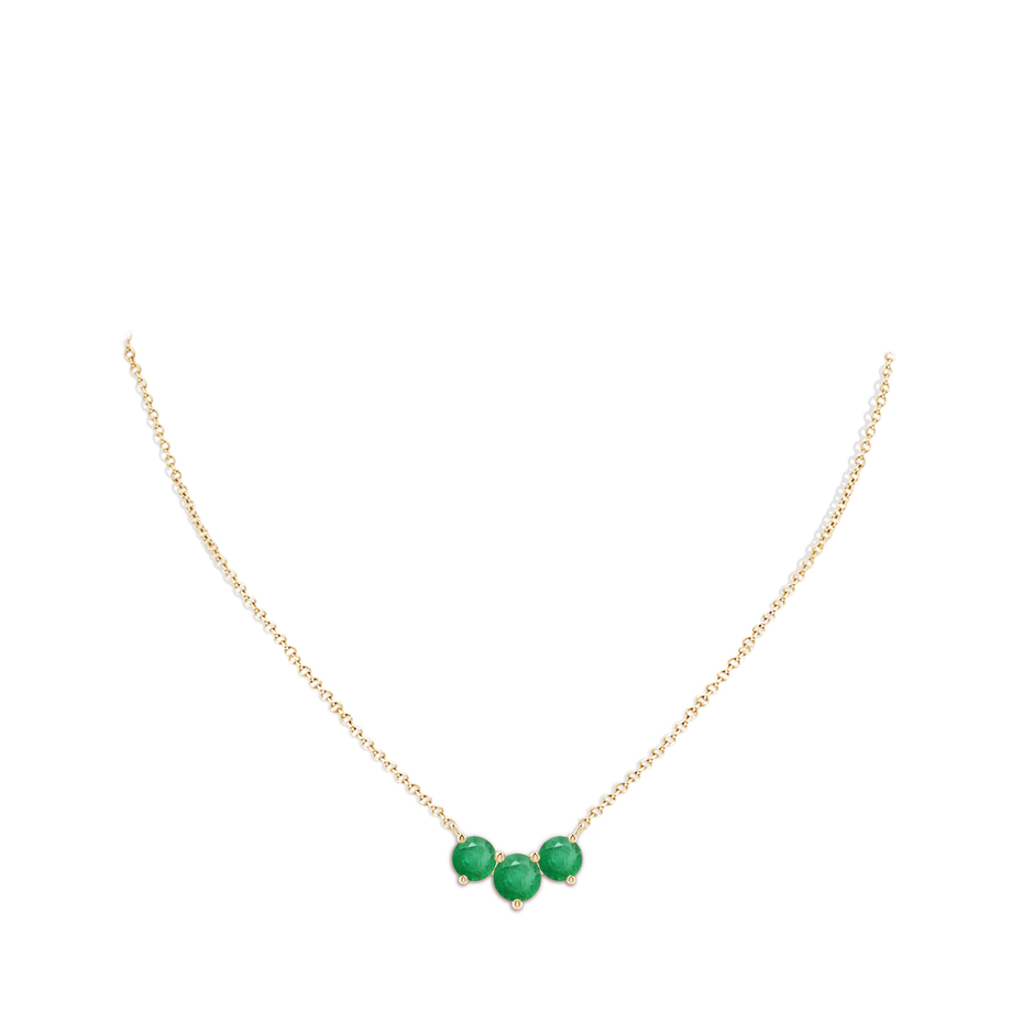 7mm A Classic Trio Round Emerald Necklace in Yellow Gold pen