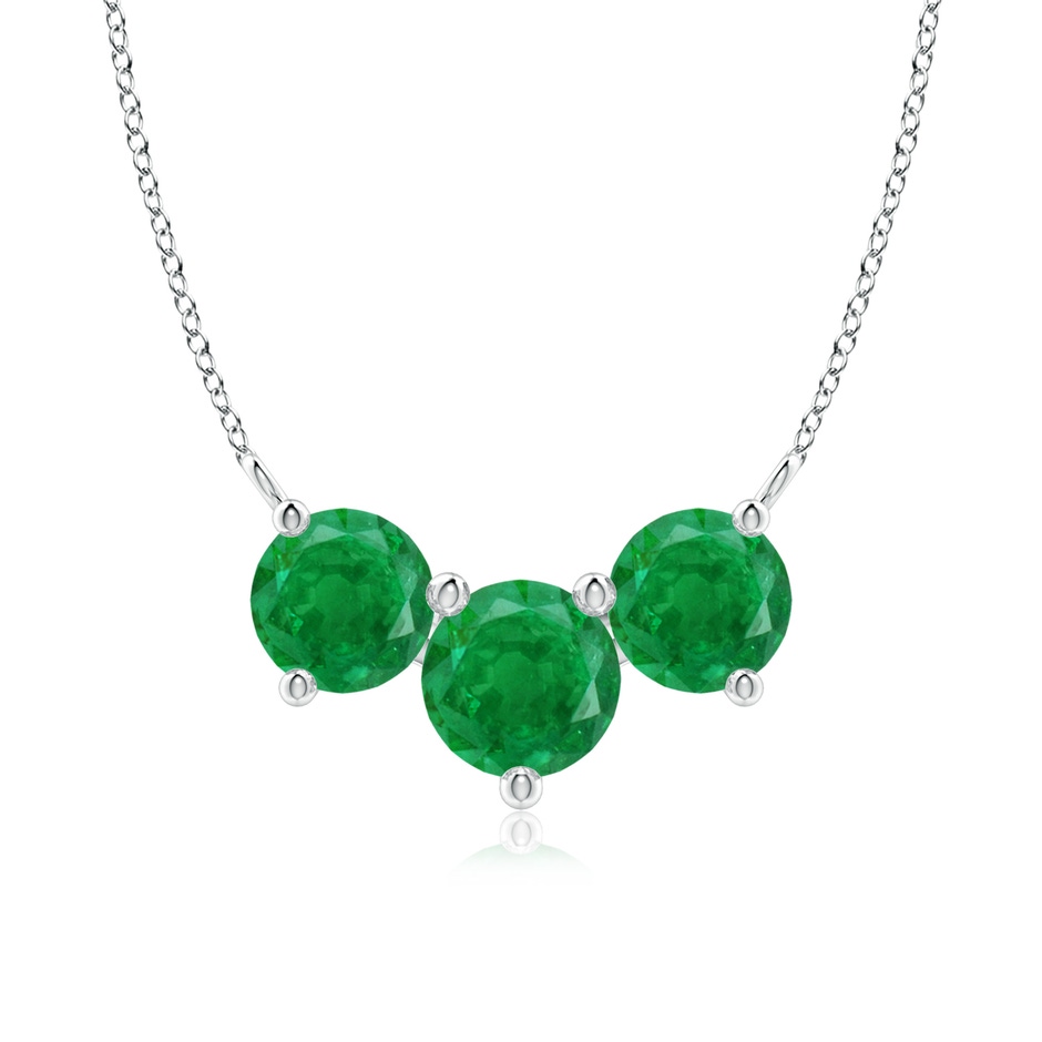 7mm AA Classic Trio Round Emerald Necklace in White Gold 