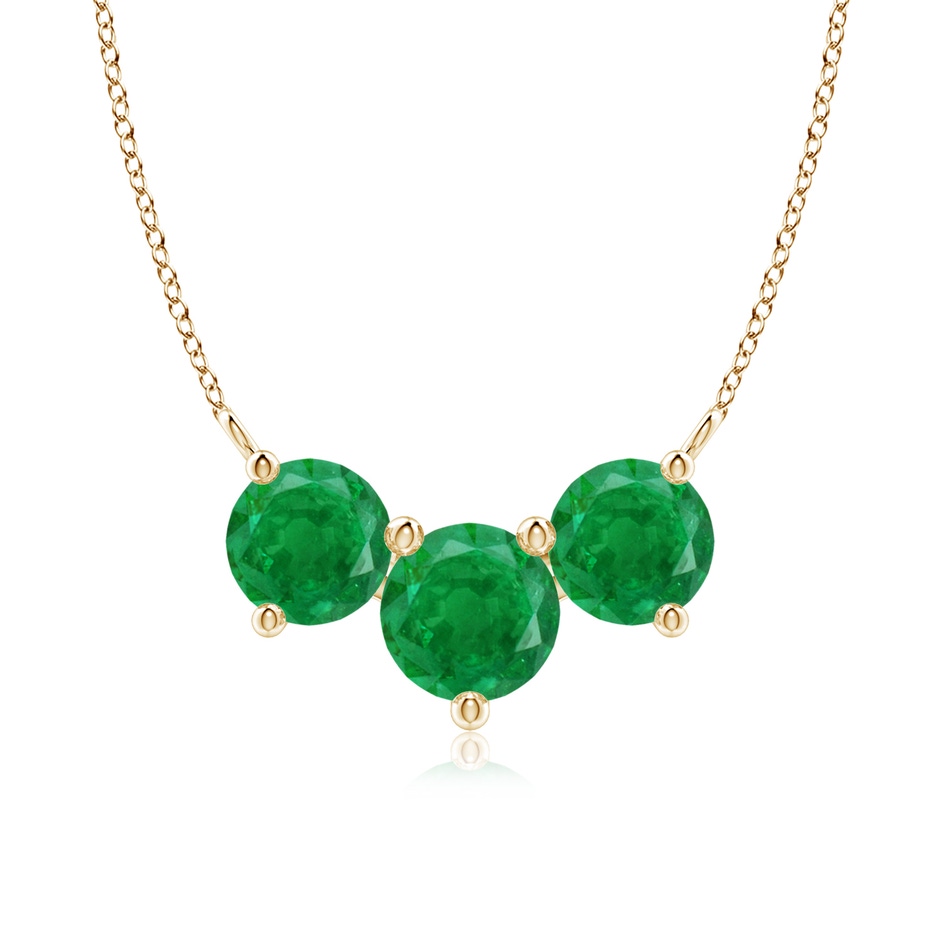 7mm AA Classic Trio Round Emerald Necklace in Yellow Gold 