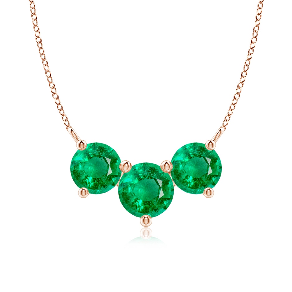 7mm AAA Classic Trio Round Emerald Necklace in Rose Gold 
