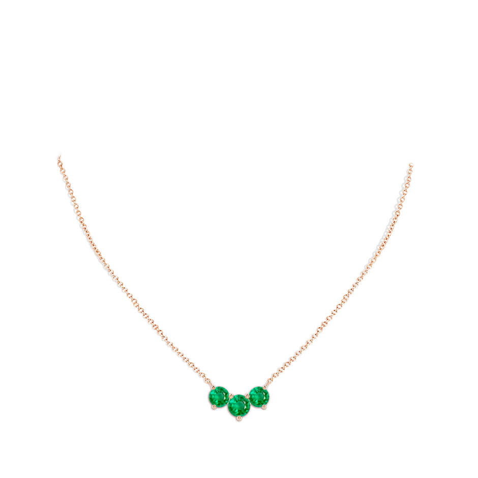 7mm AAA Classic Trio Round Emerald Necklace in Rose Gold pen