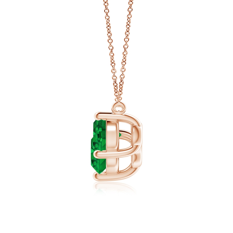 7mm AAAA Classic Trio Round Emerald Necklace in Rose Gold side 199