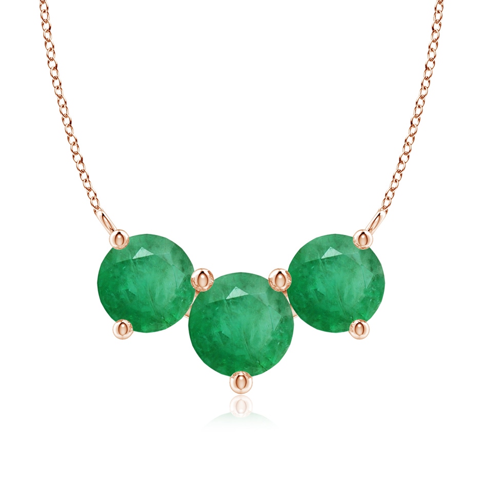 8mm A Classic Trio Round Emerald Necklace in Rose Gold 