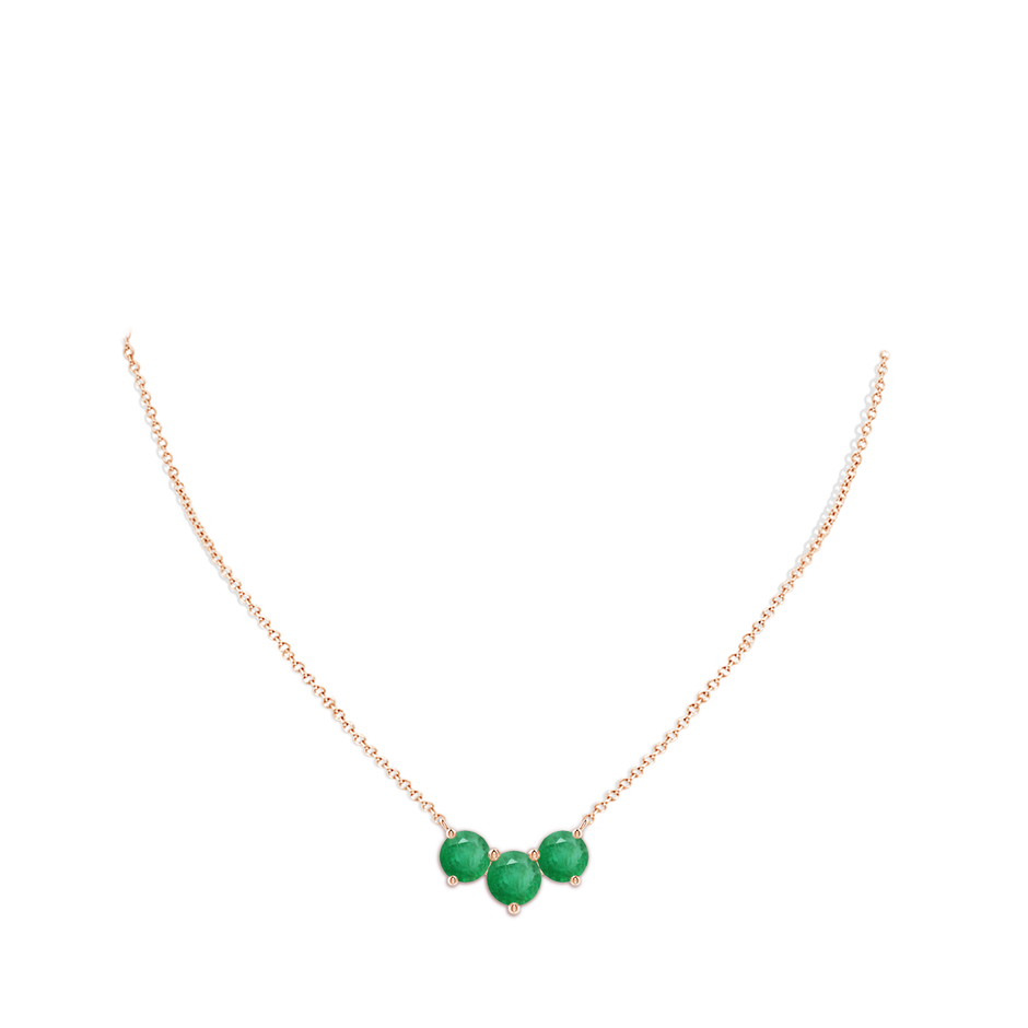 8mm A Classic Trio Round Emerald Necklace in Rose Gold pen
