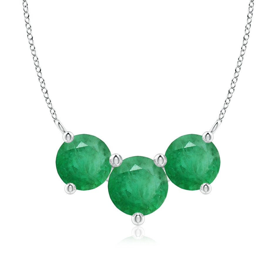 8mm A Classic Trio Round Emerald Necklace in White Gold 