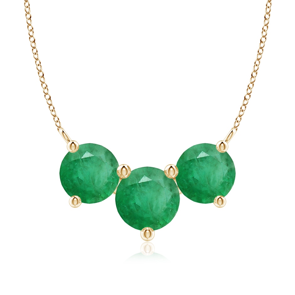 8mm A Classic Trio Round Emerald Necklace in Yellow Gold 