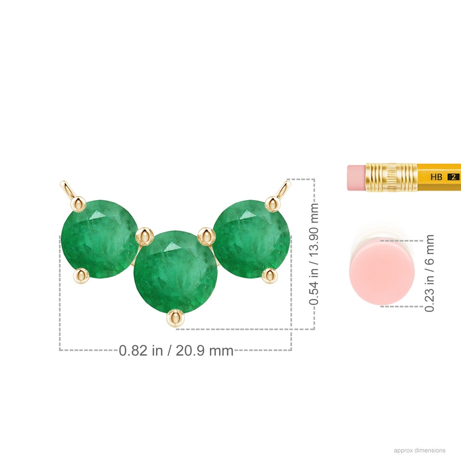 8mm A Classic Trio Round Emerald Necklace in Yellow Gold ruler