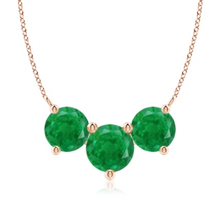 8mm AA Classic Trio Emerald Necklace in Rose Gold