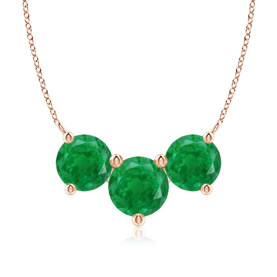 8mm AA Classic Trio Round Emerald Necklace in Rose Gold 