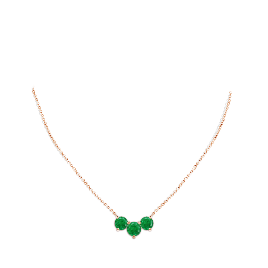 8mm AA Classic Trio Round Emerald Necklace in Rose Gold pen