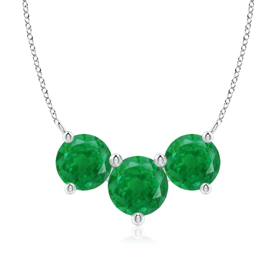 8mm AA Classic Trio Round Emerald Necklace in White Gold 