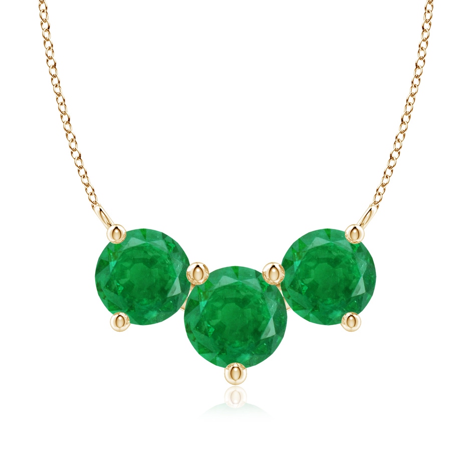 8mm AA Classic Trio Round Emerald Necklace in Yellow Gold 