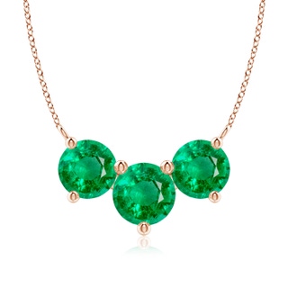 8mm AAA Classic Trio Round Emerald Necklace in 18K Rose Gold