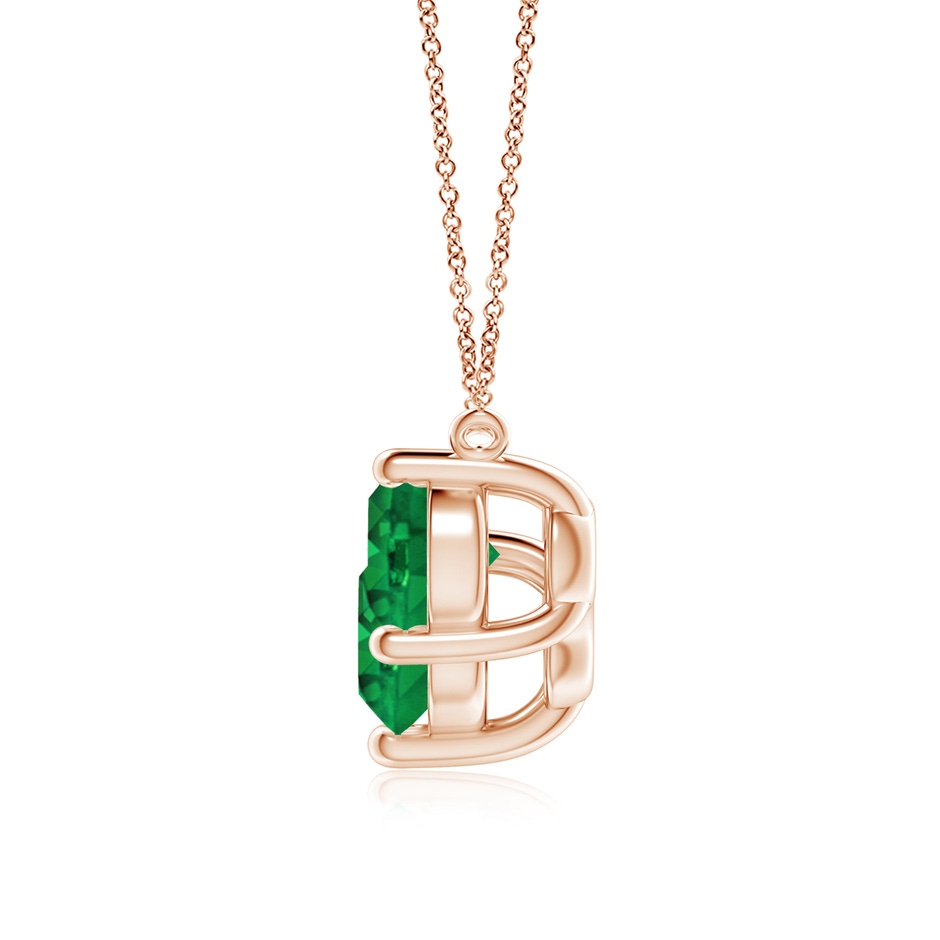 8mm AAA Classic Trio Round Emerald Necklace in Rose Gold side 199