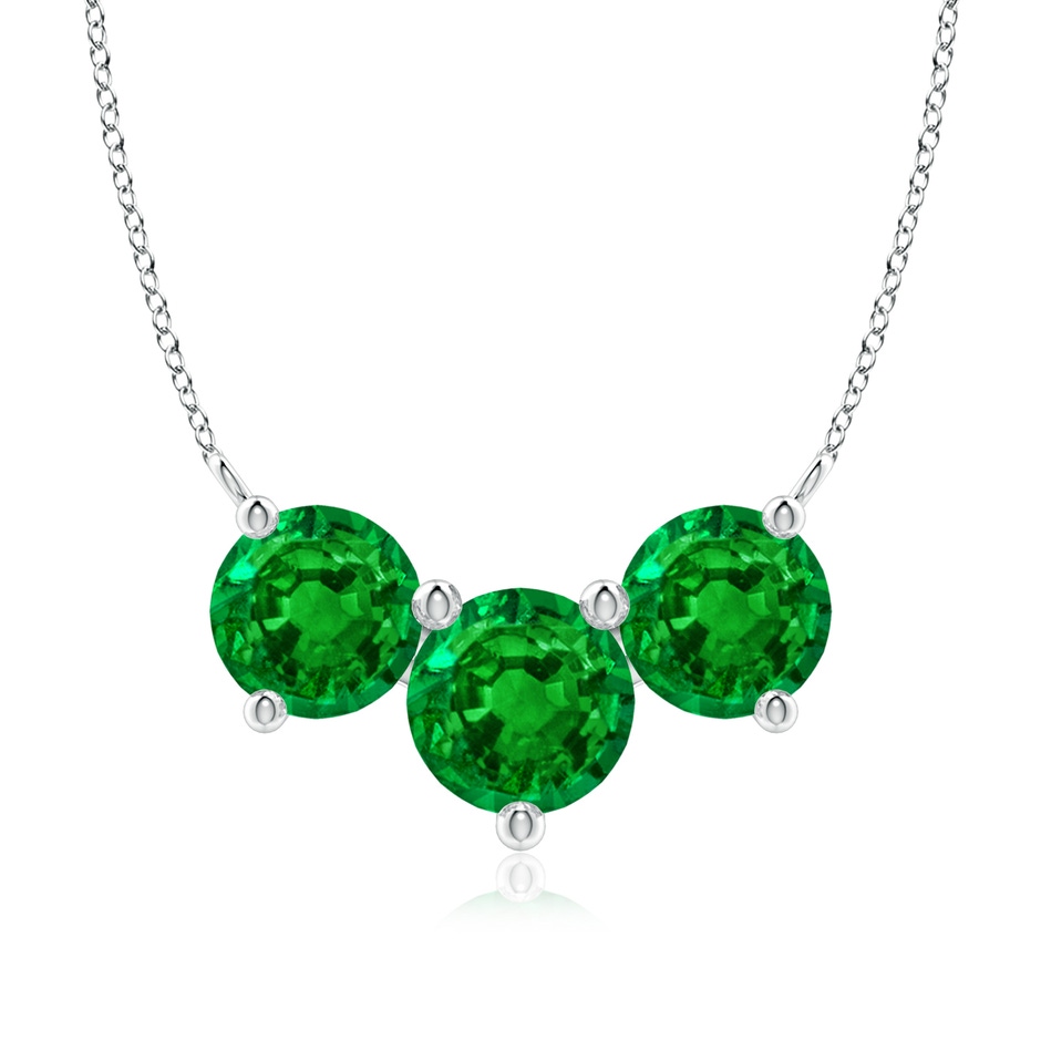 8mm AAAA Classic Trio Round Emerald Necklace in P950 Platinum 