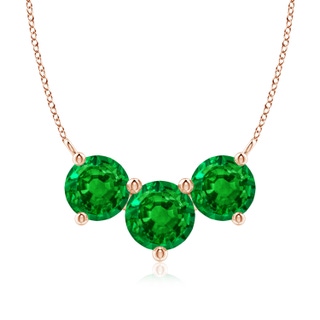 8mm AAAA Classic Trio Emerald Necklace in Rose Gold