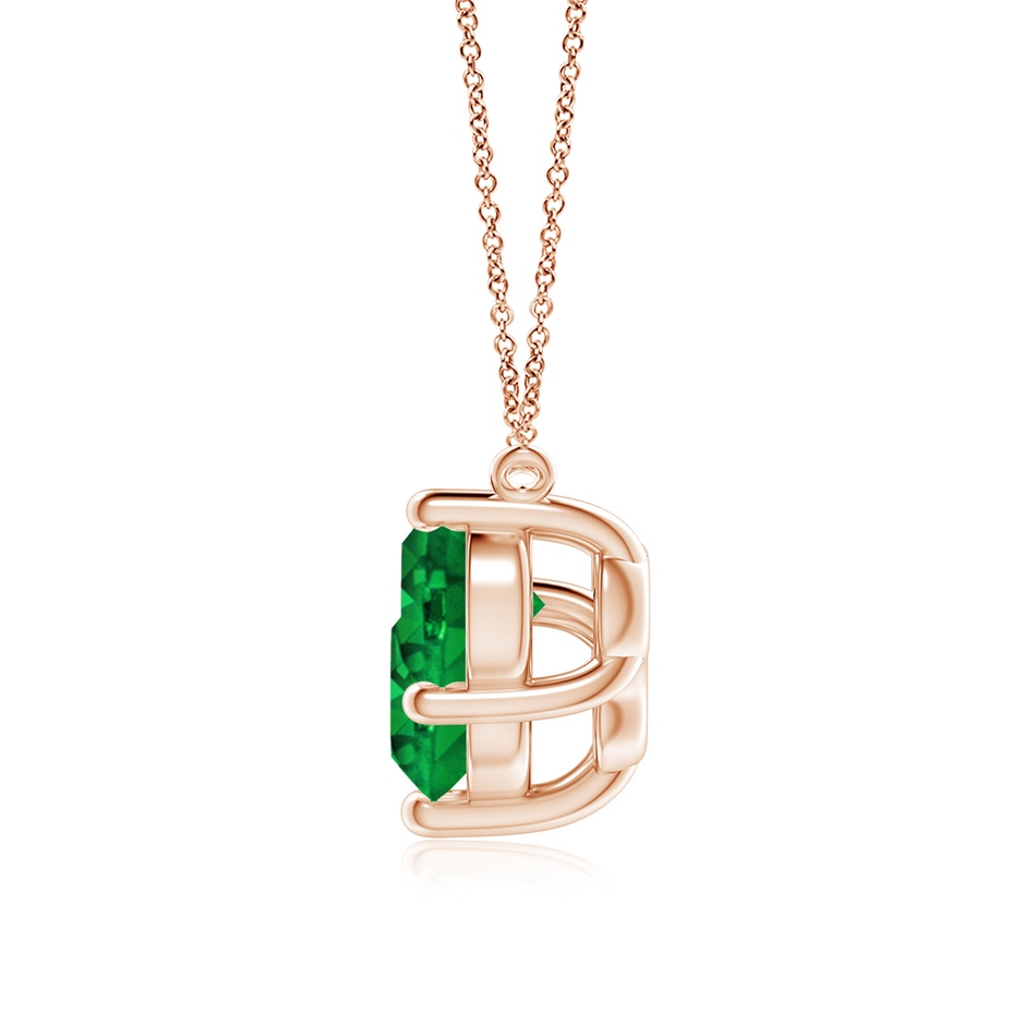 8mm AAAA Classic Trio Round Emerald Necklace in Rose Gold side 199