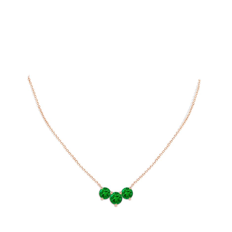 8mm AAAA Classic Trio Round Emerald Necklace in Rose Gold pen