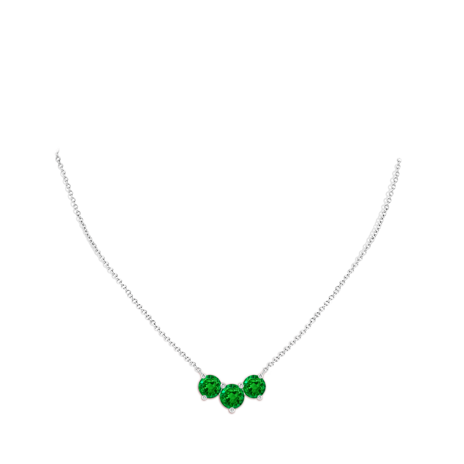 8mm AAAA Classic Trio Round Emerald Necklace in White Gold pen