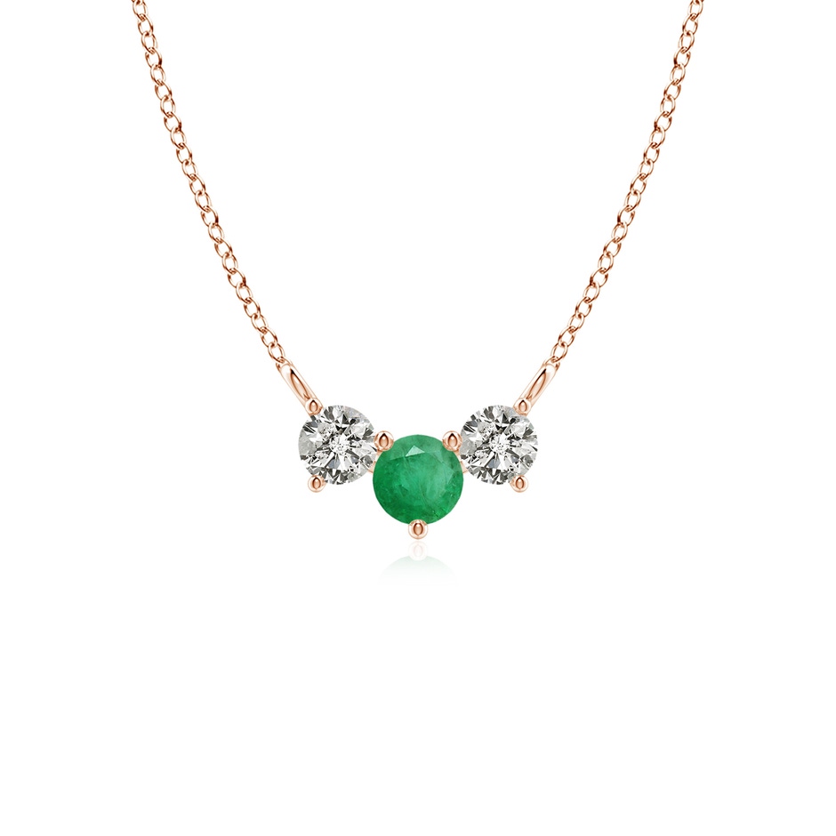 4mm A Classic Emerald and Diamond Necklace in Rose Gold 