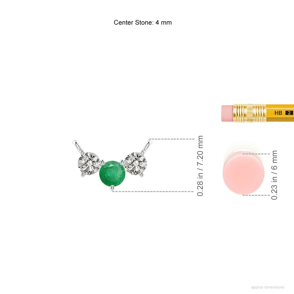 4mm A Classic Emerald and Diamond Necklace in White Gold ruler