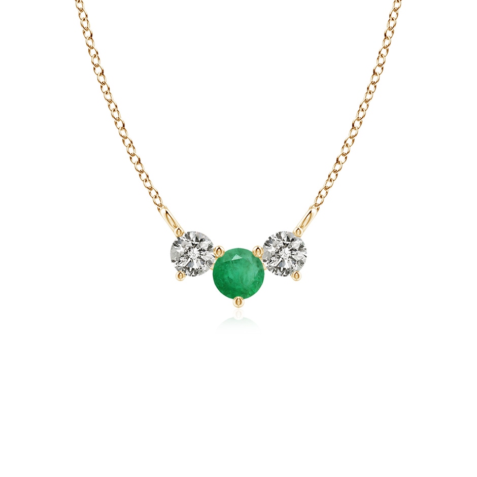 4mm A Classic Emerald and Diamond Necklace in Yellow Gold 