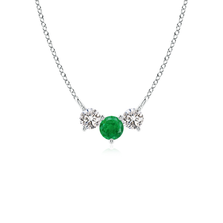 4mm AA Classic Emerald and Diamond Necklace in White Gold 