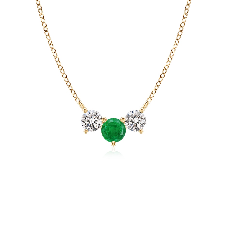 4mm AA Classic Emerald and Diamond Necklace in Yellow Gold 