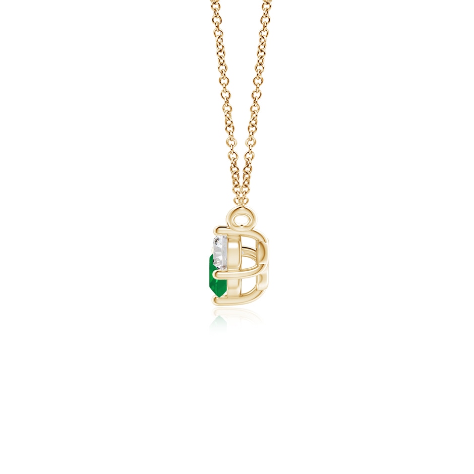4mm AA Classic Emerald and Diamond Necklace in Yellow Gold side 199