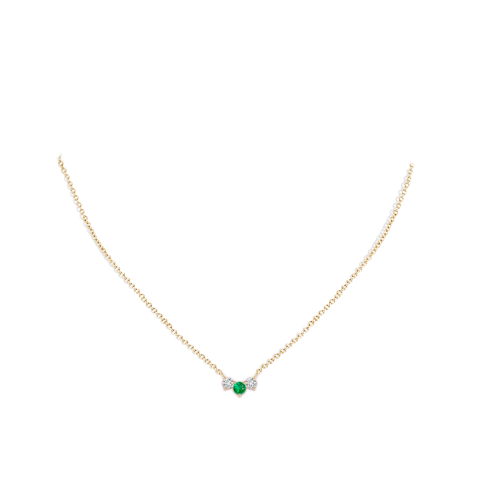 4mm AAA Classic Emerald and Diamond Necklace in 18K Yellow Gold pen
