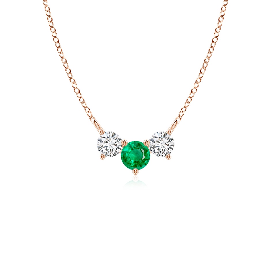 4mm AAA Classic Emerald and Diamond Necklace in Rose Gold 