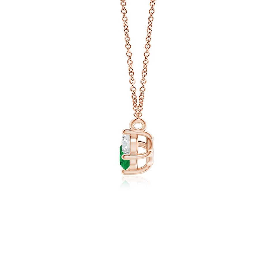 4mm AAA Classic Emerald and Diamond Necklace in Rose Gold side 199
