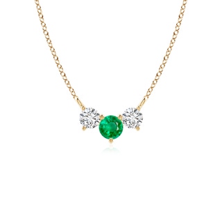 4mm AAA Classic Emerald and Diamond Necklace in Yellow Gold