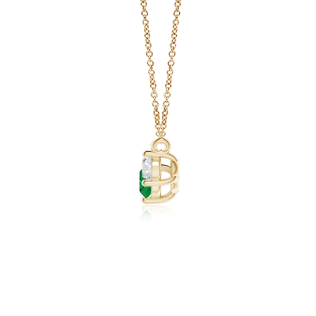 4mm AAA Classic Emerald and Diamond Necklace in Yellow Gold - side 199