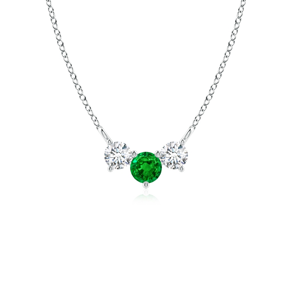 4mm AAAA Classic Emerald and Diamond Necklace in P950 Platinum
