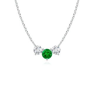 4mm AAAA Classic Emerald and Diamond Necklace in P950 Platinum